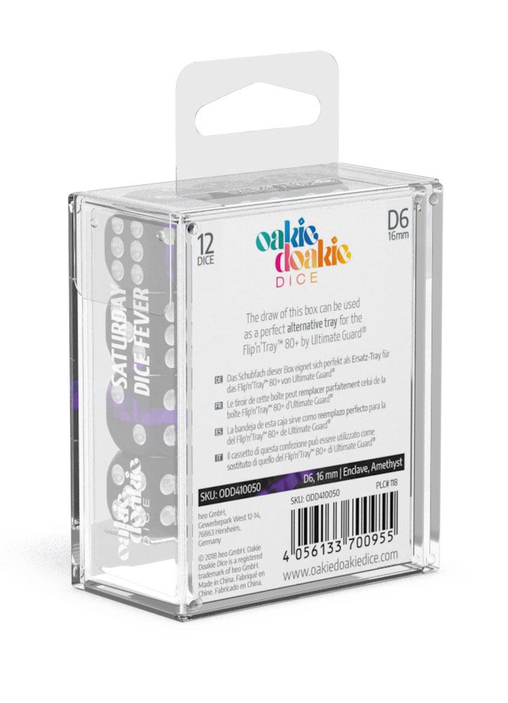Oakie Doakie Dice D6 Dice 16 mm Enclave - Amethyst (12) - Oakie Doakie Dice