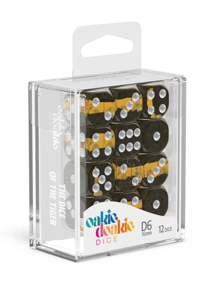 Oakie Doakie Dice D6 Dice 16 mm Enclave - Amber (12) - Oakie Doakie Dice