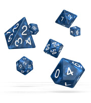 Oakie Doakie Dice RPG Set Marble - Blue (7) - Oakie Doakie Dice