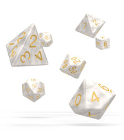 Oakie Doakie Dice RPG Set Marble - White (7) - Oakie Doakie Dice