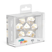 Oakie Doakie Dice RPG Set Marble - White (7) - Oakie Doakie Dice
