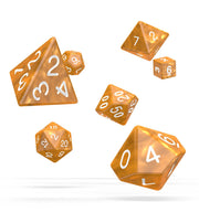 Oakie Doakie Dice RPG Set Marble - Orange (7) - Oakie Doakie Dice