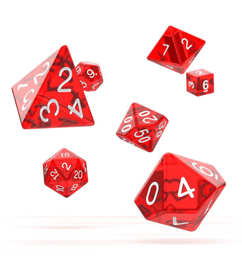 Oakie Doakie Dice RPG Set Translucent - Red (7) - Oakie Doakie Dice