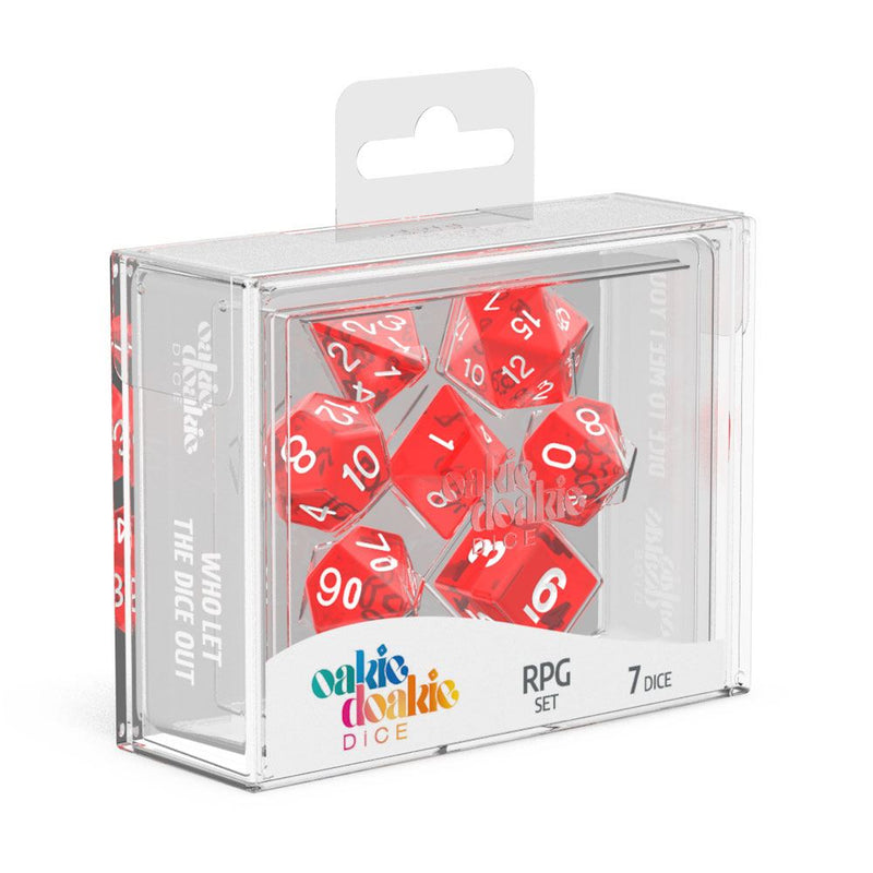 Oakie Doakie Dice RPG Set Translucent - Red (7) - Oakie Doakie Dice