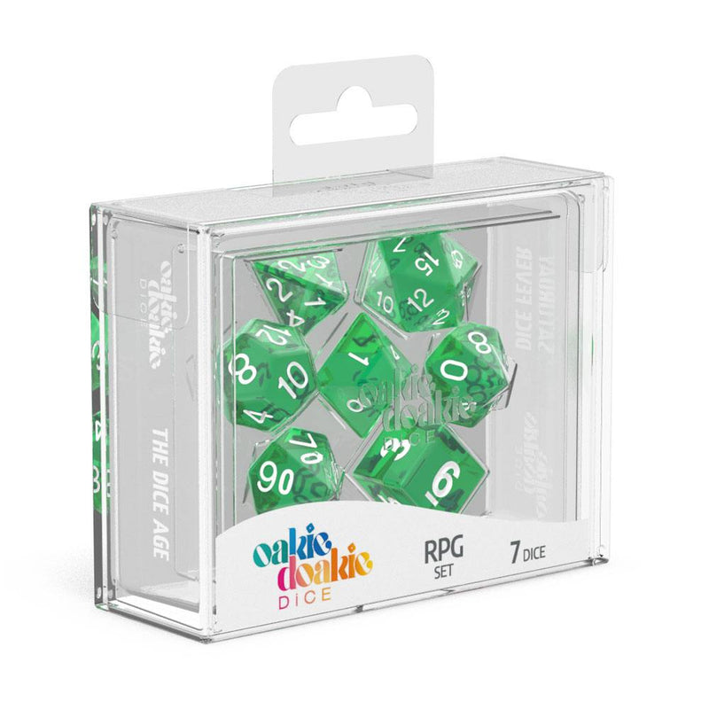 Oakie Doakie Dice RPG Set Translucent - Green (7) - Oakie Doakie Dice