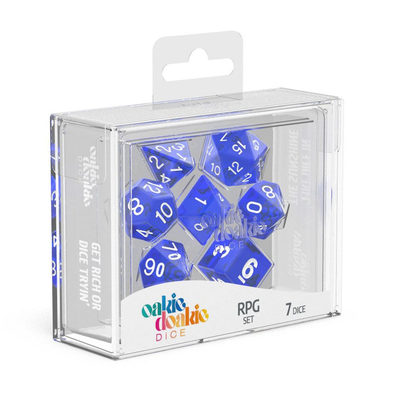 Oakie Doakie Dice RPG Set Translucent - Blue (7) - Oakie Doakie Dice