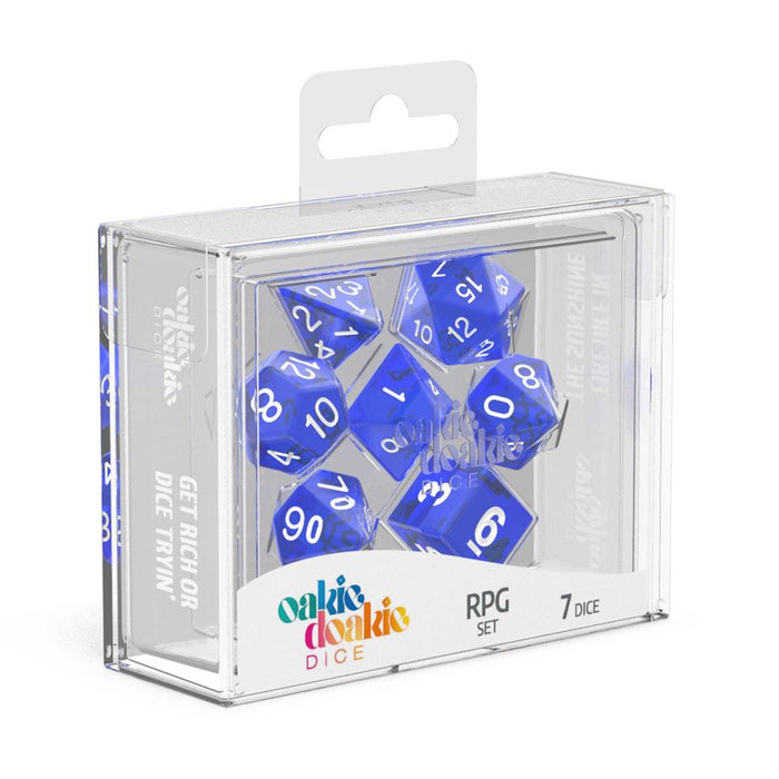 Oakie Doakie Dice RPG Set Translucent - Blue (7) - Oakie Doakie Dice