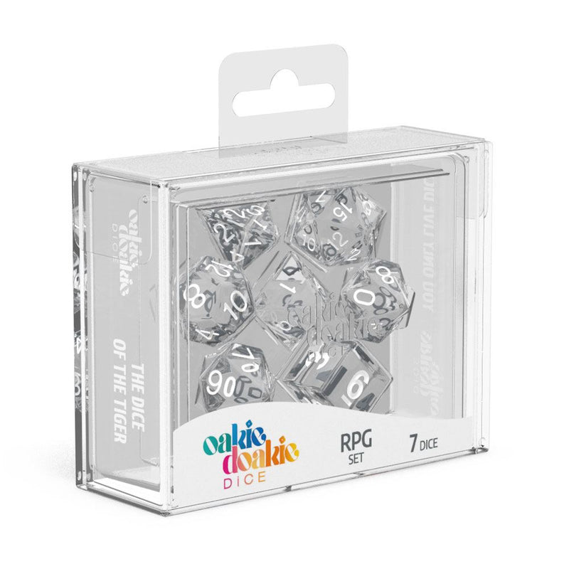 Oakie Doakie Dice RPG Set Translucent - Clear (7) - Oakie Doakie Dice