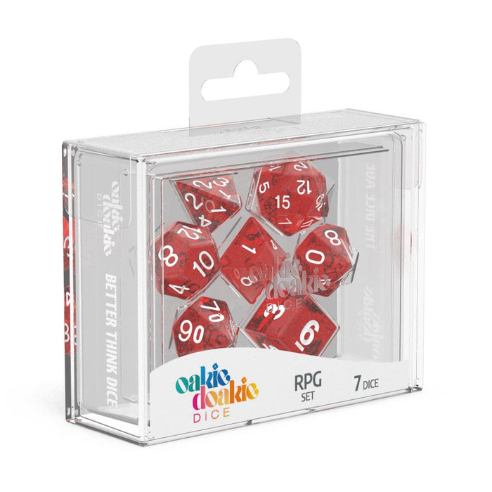 Oakie Doakie Dice RPG Set Speckled - Red (7) - Oakie Doakie Dice