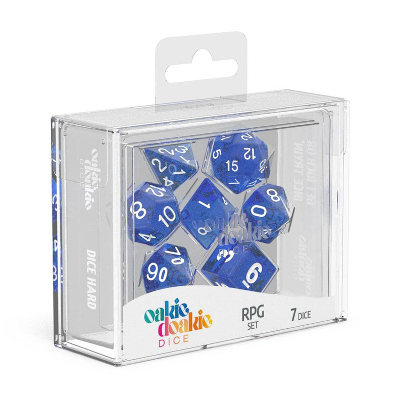 Oakie Doakie Dice RPG Set Speckled - Blue (7) - Oakie Doakie Dice