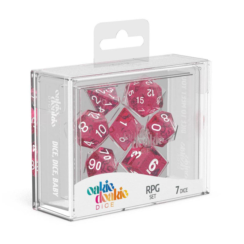 Oakie Doakie Dice RPG Set Speckled - Pink (7) - Oakie Doakie Dice