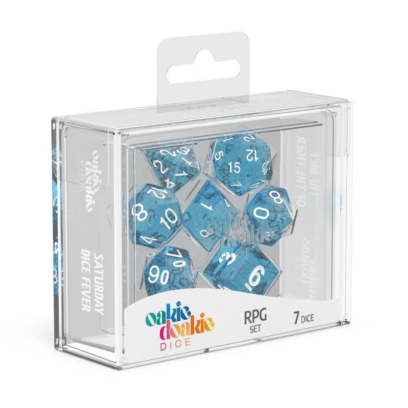 Oakie Doakie Dice RPG Set Speckled - Light Blue (7) - Oakie Doakie Dice