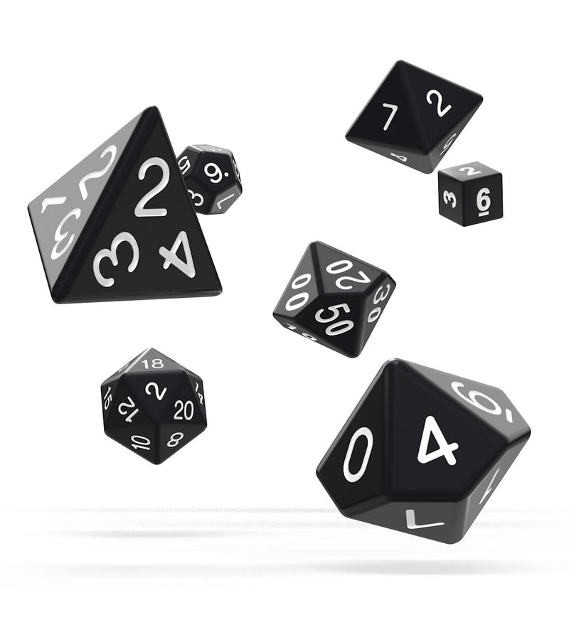 Oakie Doakie Dice RPG Set Solid - Black (7) - Oakie Doakie Dice