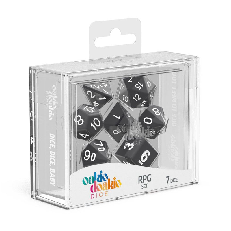 Oakie Doakie Dice RPG Set Solid - Black (7) - Oakie Doakie Dice