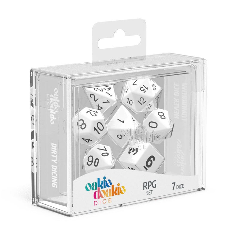 Oakie Doakie Dice RPG Set Solid - White (7) - Oakie Doakie Dice
