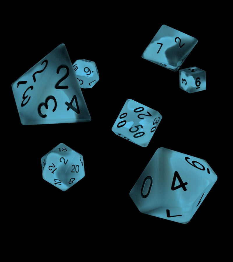 Oakie Doakie Dice RPG Set Glow in the Dark - Arctic (7) - Oakie Doakie Dice