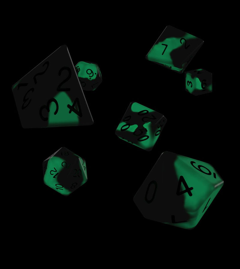 Oakie Doakie Dice RPG Set Glow in the Dark - Biohazard (7) - Oakie Doakie Dice