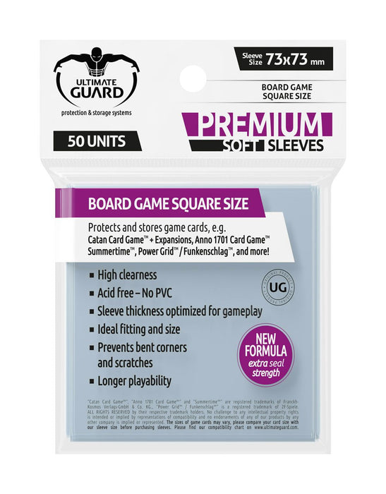Ultimate Guard Premium Board Game Soft Sleeves Square (50) - Ultimate Guard
