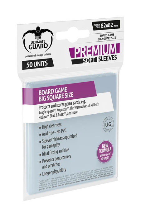 Ultimate Guard Premium Soft Sleeves for Board Game Cards Big Square (50) - Ultimate Guard