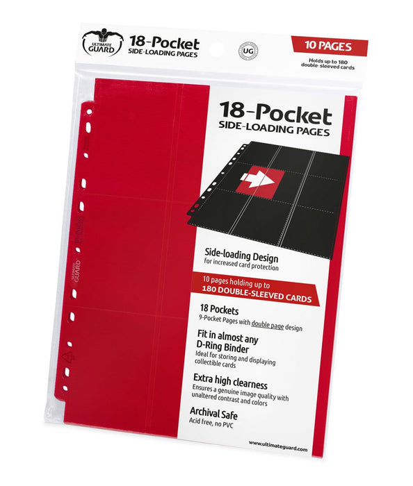Ultimate Guard 18-Pocket Pages Side-Loading Red (10) - Ultimate Guard
