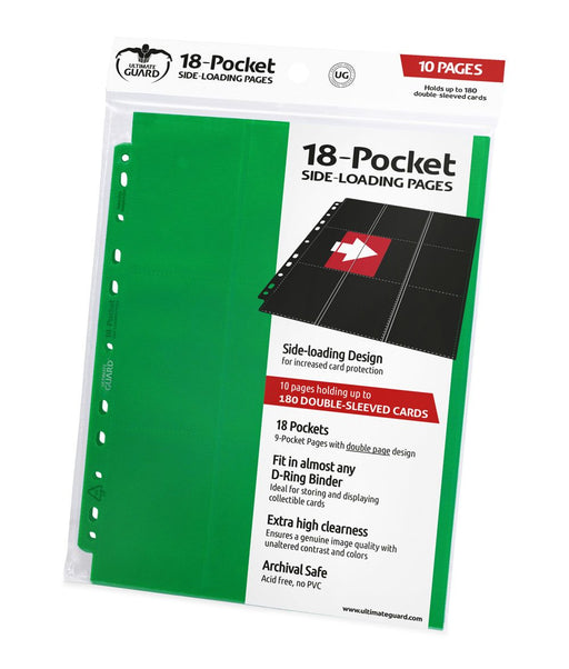 Ultimate Guard 18-Pocket Pages Side-Loading Green (10) - Ultimate Guard