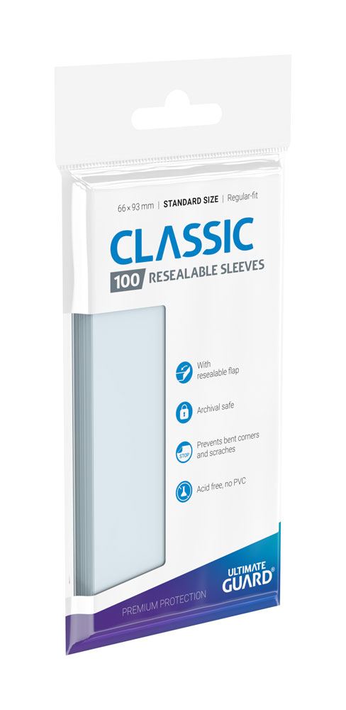 Ultimate Guard Classic Sleeves Resealable Standard Size Transparent (100) - Ultimate Guard